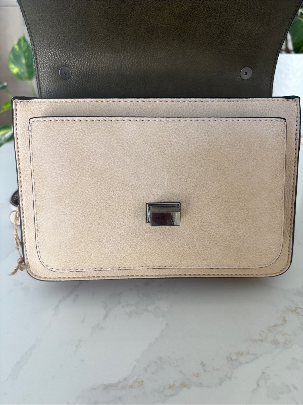 Harris Tweed Islander Olive Green And Ivory Herringbone Satchel Crossbody Bag - Picture 11 of 15